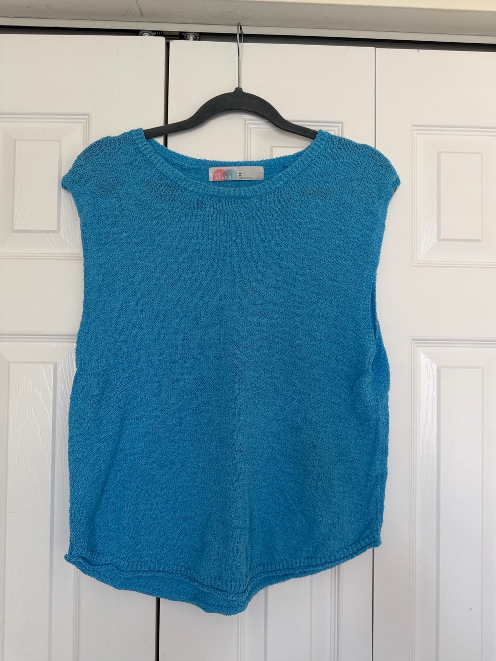 Free People Beach Crochet Blue Tank / Sweater Top.